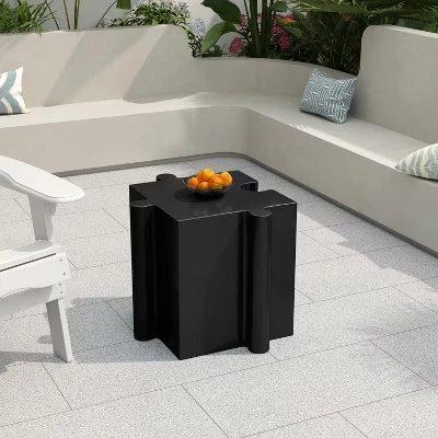 Ava Modern Patio Легкий бетонный модульный столик-головоломка для патио с выпуклыми краями черного цвета