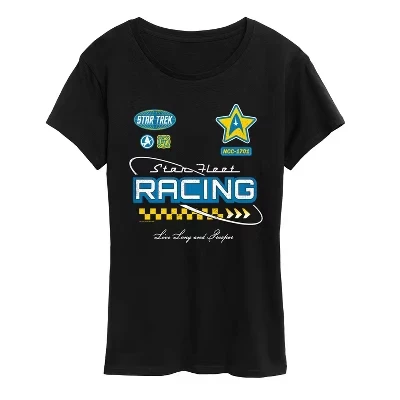 Женская футболка Star Fleet Racing из джерси с коротким рукавом и графическим рисунком, черная