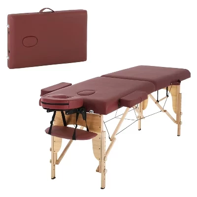 Массажный стол BestMassage складной 2-секционный, бордовый