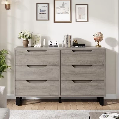 Комод Garvee, 6 ящиков, 120 см, серый
