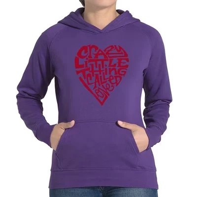 Женская толстовка с капюшоном Word Art -Сумасшедшая вещица под названием Love purple