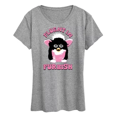 Женская футболка Furby Fluent In Furbish, серый меланж