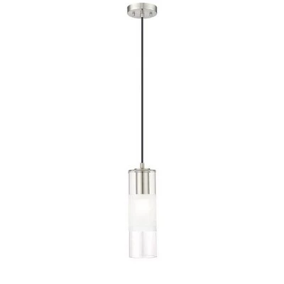 Подвеска Alton 1-Light - Современный стальной цилиндр из стекла ручной работы с регулируемой яркостью, серебристый