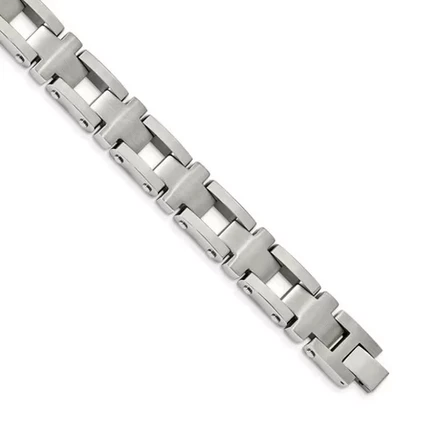 Браслет из нержавеющей стали Black Bow Jewelry 14mm, почищенный щеткой и полировкой, 8,5 дюймов