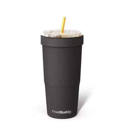 Изолированный подстаканник FrostBuddy To-Go Buddy | Подходит для всех размеров горячих и холодных чашек | Стакан из нержавеющей стали емкостью 32 унции, черный