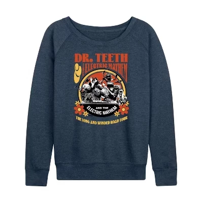 Женская рубашка - - Dr. Teeth: Long & Winded Tour Легкая французская махровая рубашка с широким вырезом и длинным рукавом с графическим рисунком heather indigo