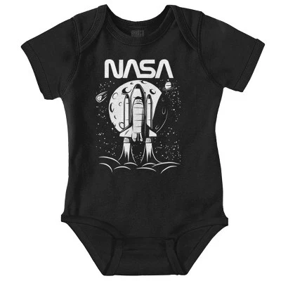 Детские ползунки с логотипом NASA Moon Space Shuttle для мальчиков или девочек лицензированного черного цвета