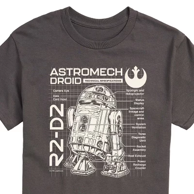 Men's -  - R2D2 Blueprint Short Sleeve Graphic T-Shirt charcoal