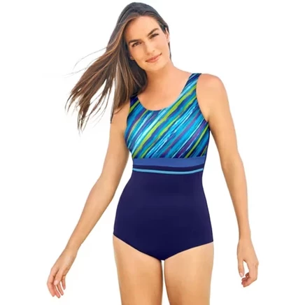 Женский купальник Swim 365 Empire, сине-зеленая полоска