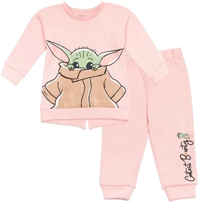 Толстовка и брюки Mandalorian Baby Grogu розового цвета