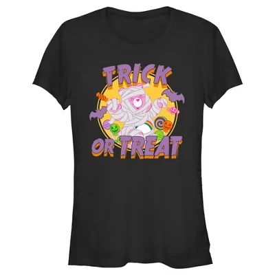 Женская футболка Juniors Womens Halloween Trick-Or-Treat Cheer Bear Mummy черного цвета