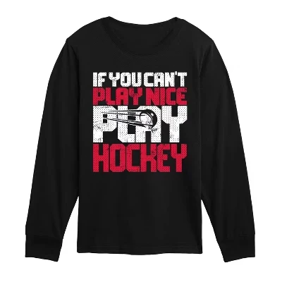 Футболка с длинным рукавом и рисунком Can't Play Nice Hockey черного цвета