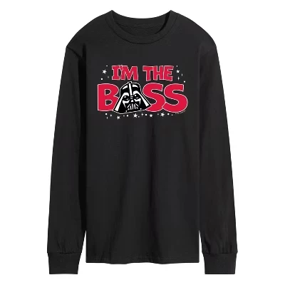 Мужская футболка с длинным рукавом и рисунком Vader I'm the Boss, черная
