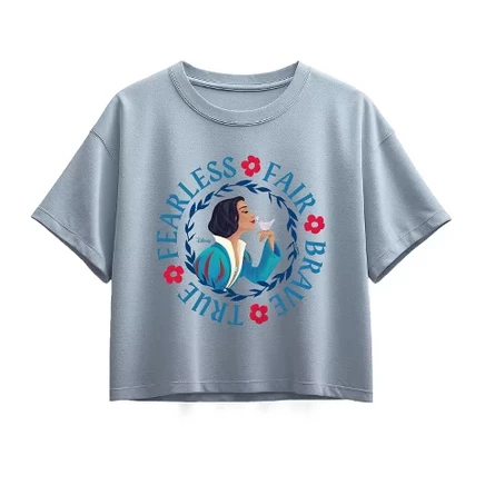 Футболка Fearless Fair Brave True с коротким рукавом и квадратным рисунком цвета шамбре синего цвета