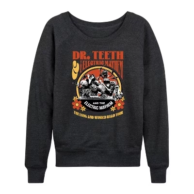 Женская - - Dr. Teeth: Long & Winded Tour Легкая французская махровая рубашка с широким вырезом и длинным рукавом с графическим рисунком heather charcoal
