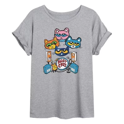Женская футболка с объемным рисунком Heather grey - Pete The Cat - Alley Cats Heads