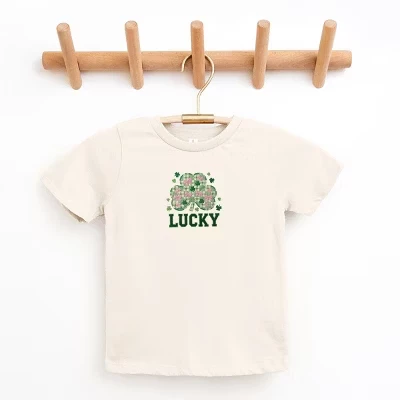 Молодежная футболка с коротким рукавом и графическим принтом в стиле пэчворк Lucky Varsity Coquette кремового цвета