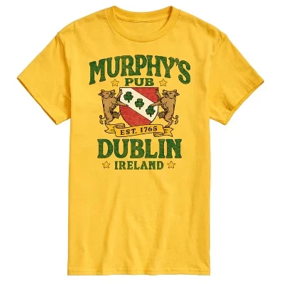 Мужская футболка Murphys Pub Dublin с коротким рукавом и рисунком, желтая