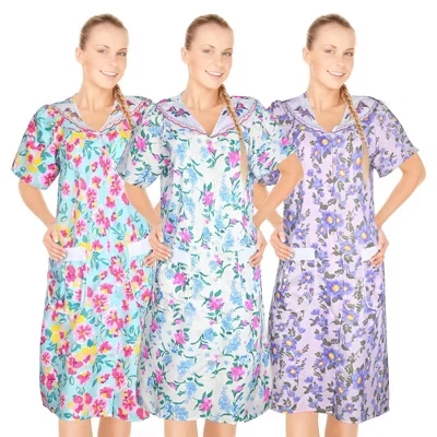 Женские домашние платья JEFFRICO из 3-х комплектов с карманами - Легкие дышащие ночные рубашки Muumuu с коротким рукавом - Пыльники фиолетовый зеленый желтый