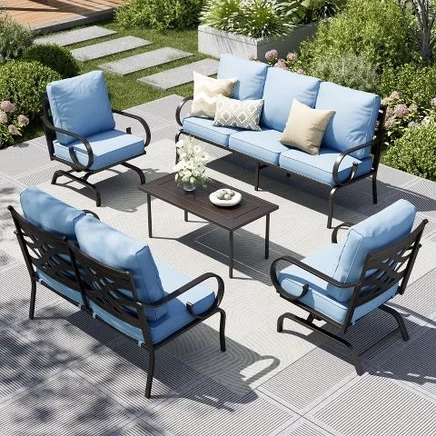 Комплект уличной мебели Captiva Designs 5 предметов с диваном, светло-голубой
