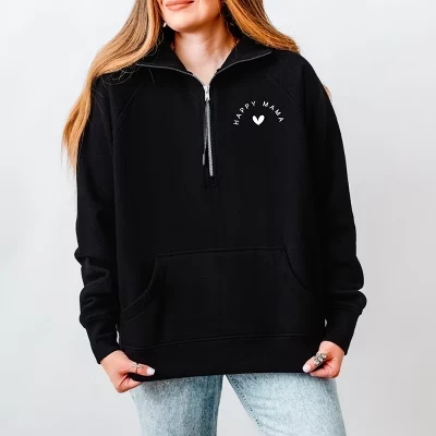 Женская флисовая толстовка Simply Sage Market с четвертьмолнией «Happy Mama Heart Mini»