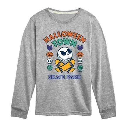 Скейт-парк Halloween Town - футболка с длинным рукавом и рисунком athletic heather