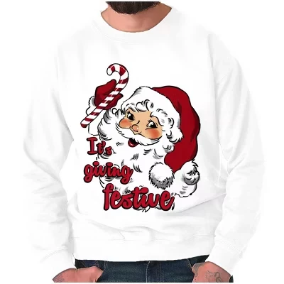 Рождественский свитшот Santa Its Giving для мужчин или женщин белого цвета