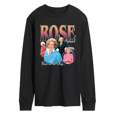 Мужская футболка с длинным рукавом и рисунком Golden Girls - Rose Bootleg, черная