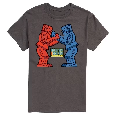 Мужская футболка Rock Sock Em Robots с коротким рукавом и рисунком древесного угля