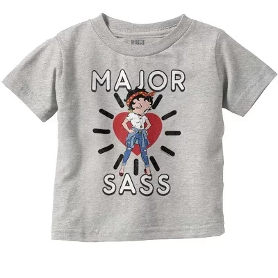 Betty Boop Major Sass Милая дерзкая футболка для маленьких девочек с лицензией heather