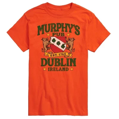 Мужская футболка Murphys Pub Dublin с коротким рукавом и графическим рисунком оранжевого цвета