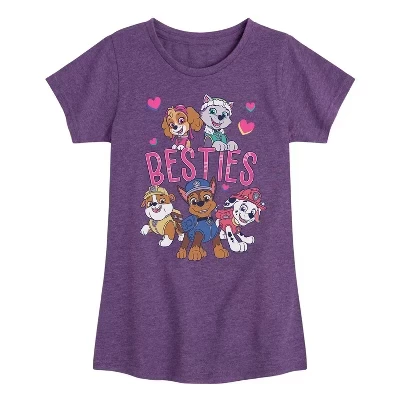 Приталенная футболка с коротким рукавом и рисунком для девочек - Paw Patrol - Chase Skye Rubble Marshall Everest Besties