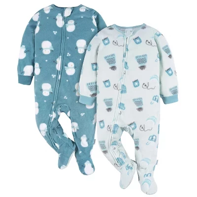 Унисекс комбинезон-пижама Gerber, 2 шт., флисовый, синий