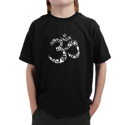 Футболка с надписью Boy's Word Art - СИМВОЛ ОМ ИЗ ПОЗ ЙОГИ, черная