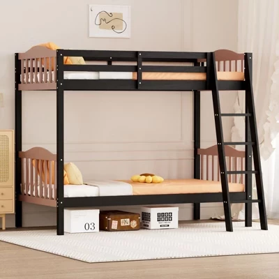 Двухъярусная кровать Karl home Twin, черно-коричневая