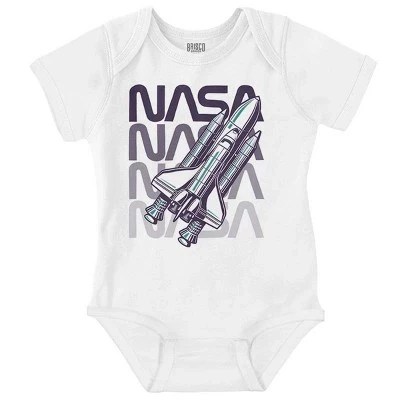 Детский комбинезон с логотипом Vaporwave Shuttle NASA Worm для мальчиков или девочек лицензированного белого цвета