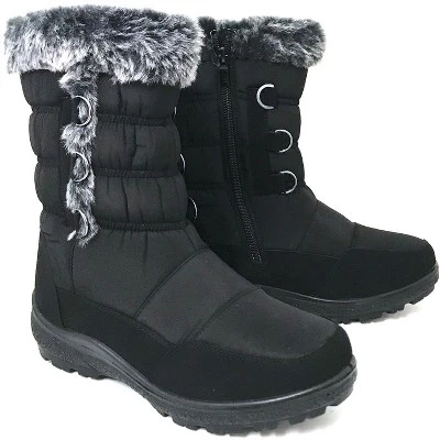 Women's Winter Boots Fur Lined Insulated Zipper Snow Shoes black