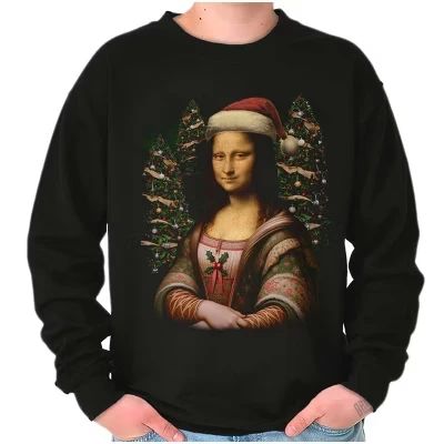 Рождественская толстовка Mona Lisa Santa Claus для мужчин или женщин черного цвета