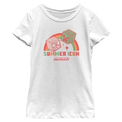 Футболка с надписью Girls Rainbow Summer Icon белого цвета