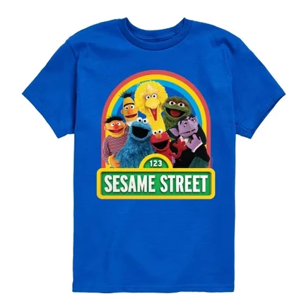 Детская футболка Sesame Street «Элмо и друзья», синяя