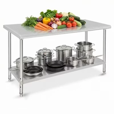 Коммерческий рабочий стол размером 60 x 24 дюйма, Сверхпрочный стол для приготовления пищи из нержавеющей стали для кухни, ресторана без задней двери