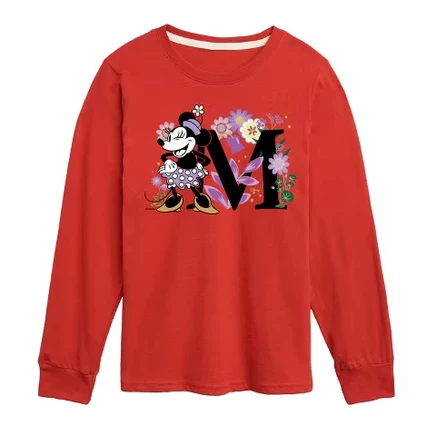 Детская футболка Disney Minnie Floral с длинным рукавом, красная