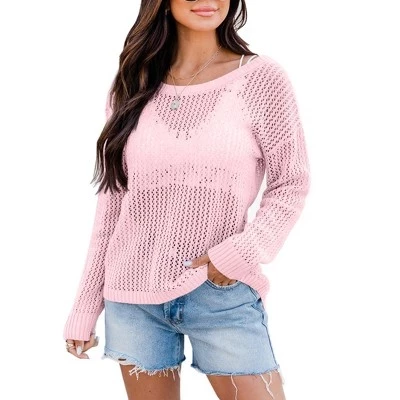 Женский топ Yesfashion ажурной вязки, розовый