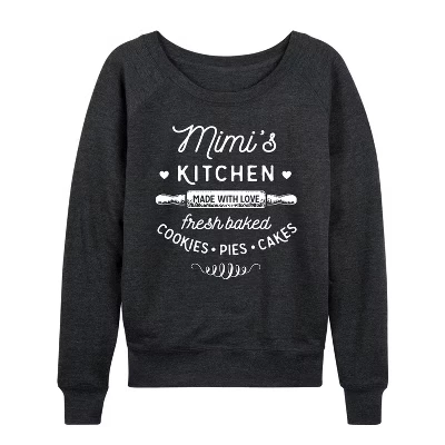 Женская рубашка Kitchen Mimis из легкой французской махровой ткани с широким вырезом и длинным рукавом с графическим рисунком heather charcoal