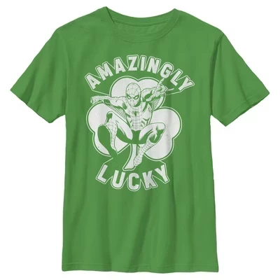 Boy's  St. Patrick's Day Spider-Man Lucky Clover T-Shirt green
