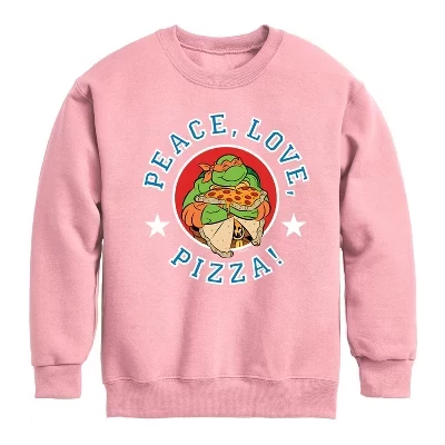 Флисовая толстовка Peace Love Pizza с рисунком и длинным рукавом сиреневого цвета