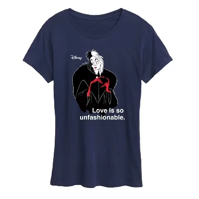 Женская - - Немодная футболка с коротким рукавом и рисунком Cruella De Vil Love темно-синего цвета