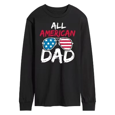 Мужская футболка All American Dad с длинным рукавом и графическим рисунком, черная