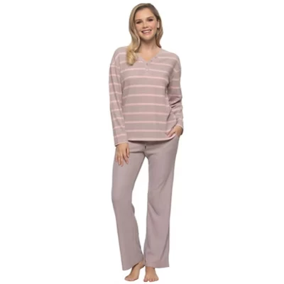 - Комплект Jolie Henley Lounge из 2 предметов - Трикотажный топ свободного кроя и брюки с карманами для отдыха