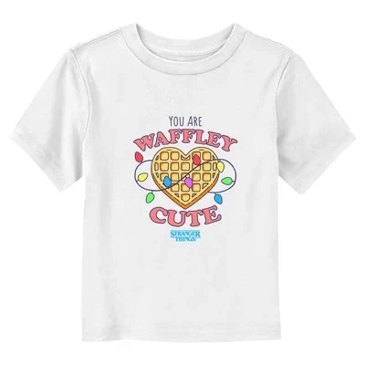 Футболка с милым голубым логотипом You Are Waffley для малышей белого цвета